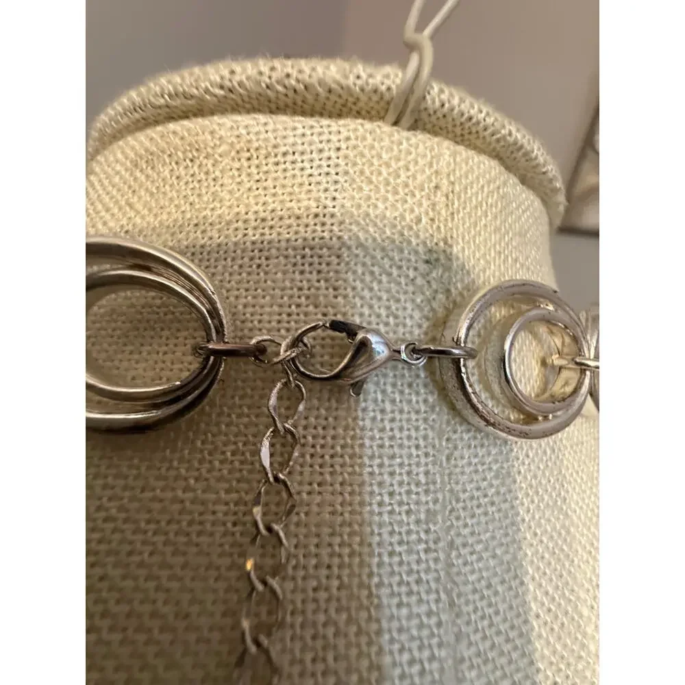 Vintage Silver Tone Double Oval Link Choker Necklace